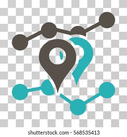 Geo Trends icon. Vector illustration style is flat iconic bicolor symbol, grey and cyan colors, transparent background. Designed for web and software interfaces.