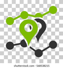 Geo Trends icon. Vector illustration style is flat iconic bicolor symbol, eco green and gray colors, transparent background. Designed for web and software interfaces.