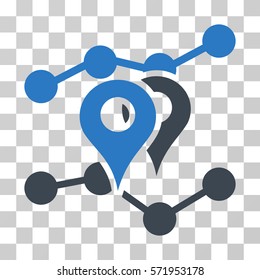 Geo Trends icon. Vector illustration style is flat iconic bicolor symbol, smooth blue colors, transparent background. Designed for web and software interfaces.