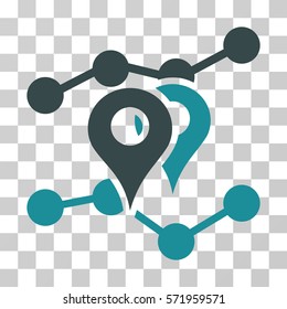 Geo Trends icon. Vector illustration style is flat iconic bicolor symbol, soft blue colors, transparent background. Designed for web and software interfaces.