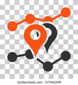 Geo Trends icon. Vector illustration style is flat iconic bicolor symbol, orange and gray colors, transparent background. Designed for web and software interfaces.
