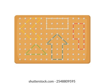 Geoboard game, geometry math board nails with geometry shapes rubber