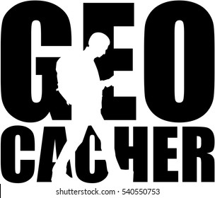 Geocacher word with silhouette