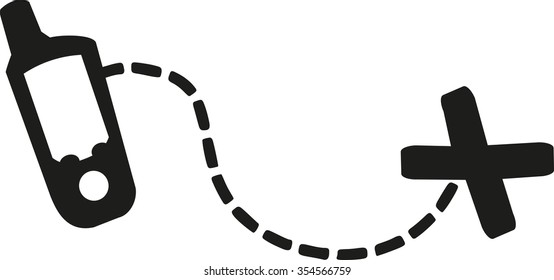 Geocaching gps device with track to a cross