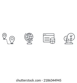 Juego de iconos de geocalización . Símbolo de paquete de geocalización elementos vectoriales para web infográfica