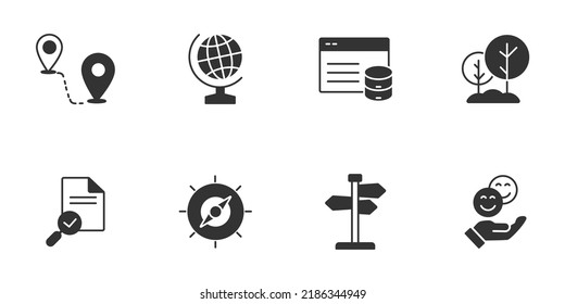 Geocaching icons set . Geocaching pack symbol vector elements for infographic web