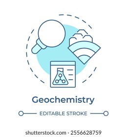Geochemistry soft blue concept icon. Geological systems exploration. Soil condition assessment. Round shape line illustration. Abstract idea. Graphic design. Easy to use in presentation