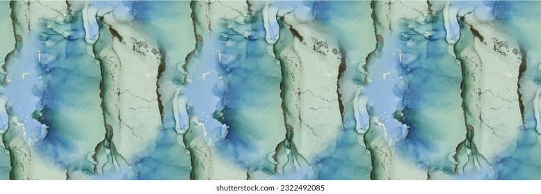 Geode Elegant Texture. Blue Marble Background. Marble Gold Vector Ink. Luxury Water Color Canvas. Green Ink Paint. Metal Alcohol Ink Background. Foil Oriental Watercolor. Luxury Abstract Painting.