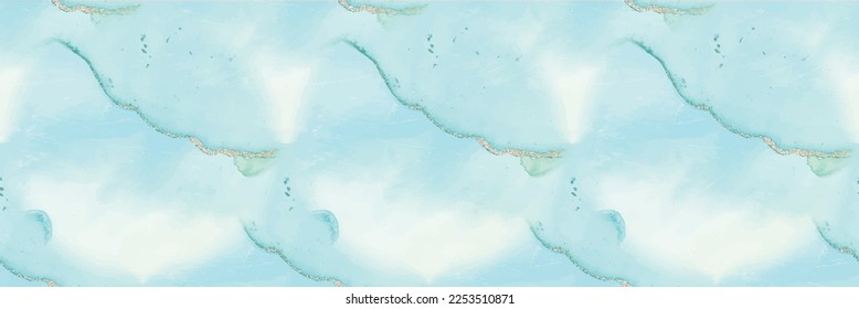 Geode Nahtlose Textur. Metallalkohol Farbe Wasser. Grüne abstrakte Aquarellfarbe. Marmor gefliester Hintergrund. Marmorblauer Vektorgrafik. Golden Water Color Canvas. Gold Art Paint. Abstrakte Vektorvorlage.