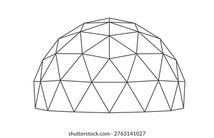 Geodesic dome structure. Abstract 3d igloo. Greenhouse construction design