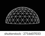 Geodesic Dome Wireframe Vector Illustration on Black.