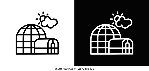 Icono De Cúpulas Geodésicas En Estilo Relleno Blanco Y Negro