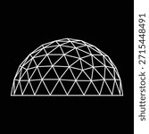 Geodesic Domes Vector Illustration. Architectural Dome Structures Isolated on Black Background