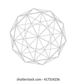 Geodesic grid. Meshes.  Sacred Geometry. The intersection of geometric lines. A clear increase in weight. Increasing. Hexahedron. Hexagonal shapes set. Crystal forms.  Hexagons vector illustration