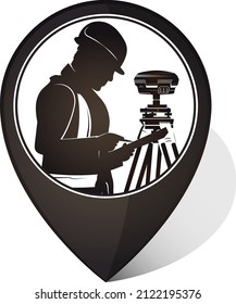 Ingeniero geodésico en el dispositivo geodésico. Reconocimiento de tierras y registro de parcelas