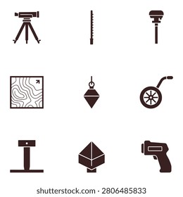 Geodesy Land Surveying and Topography Instruments Icon Set