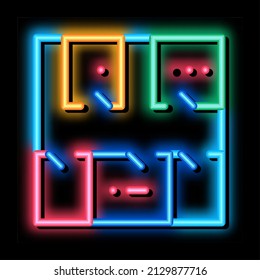 geodetic axis breakdown neon light sign vector. Glowing bright icon geodetic axis breakdown sign. transparent symbol illustration
