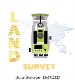 Geodetic equipment vector illustration. Measuring instruments in flat design.