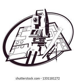 Geodetic tacheometer and house plan 