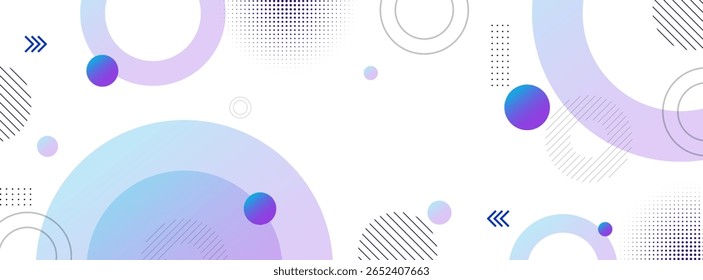 geoemtric banner background purple and blue gradations. modern background. shape circle.abstract memphis.vector