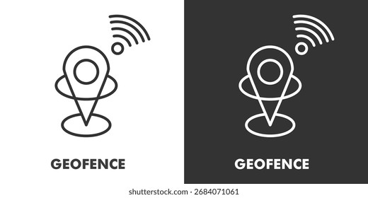 Geofence Icon Filled Outline Vector Illustration in Black and White