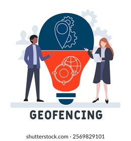 Geofencing concept. Device management. Business concept background. vector illustration concept with icons. lettering illustration with icons for web banner, flyer, landing pag