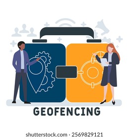 Geofencing concept. Device management. Business concept background. vector illustration concept with icons. lettering illustration with icons for web banner, flyer, landing pag