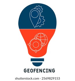 Geofencing concept. Device management. Business concept background. vector illustration concept with icons. lettering illustration with icons for web banner, flyer, landing pag