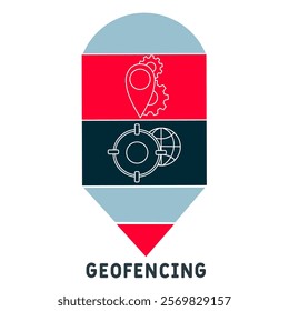 Geofencing concept. Device management. Business concept background. vector illustration concept with icons. lettering illustration with icons for web banner, flyer, landing pag