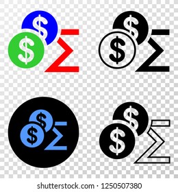 Geographic collage of dotted dollar sum and grunge seal stamp. Mosaic vector dollar sum created with square dots and gradient from blue to red color. Flat design for political posters.