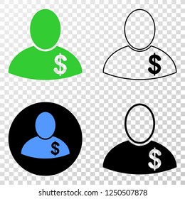 Geographic composition of dotted banker and grunge seal stamp. Mosaic vector banker formed with square dots and gradient from blue to red color. Flat design for political illustrations.