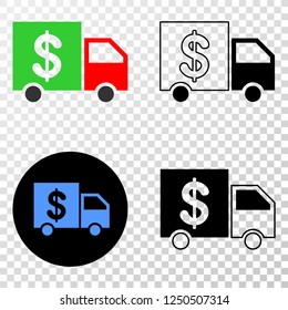 Geographic composition of dotted banking delivery and grunge stamp. Mosaic vector banking delivery formed with square dots and gradient from blue to red color. Flat design for political posters.