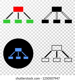 Geographic composition of dotted hierarchy links and grunge seal stamp. Mosaic vector hierarchy links created with square dots and gradient from blue to red color.