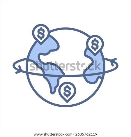 Geographic Expansion Blue Icon Vector Illustration