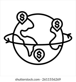 Geographic Expansion Line Icon Vector Illustration