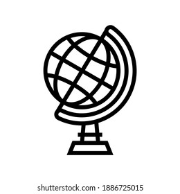 vector de icono de línea de globo geográfico. signo geográfico del globo. símbolo de contorno aislado ilustración negra