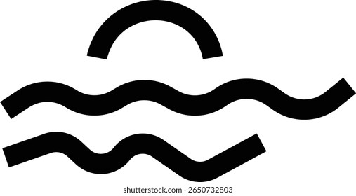 ícone geográfico, ícones de natureza linear minimalista com montanhas, ondas, rotas e ferramentas geográficas para orientação contínua de viagens, Negócios, Comunicação Global. Para design de página móvel e da Web