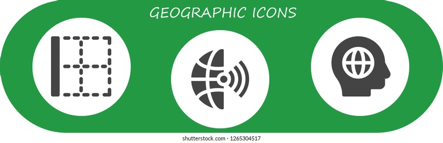  geographic icon set. 3 filled geographic icons. Simple modern icons about  - Border, Global