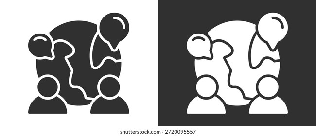 Conjunto De Íconos Geográficos Colección De Vector Aislada En Blanco Y Negro