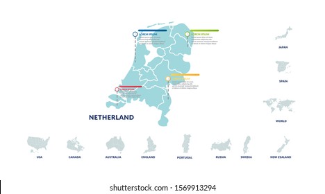 geographic infographic data template design with developed country and  world map for pesentation