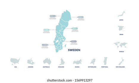 geographic infographic data template design with developed country and  world map for pesentation