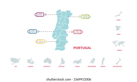 geographic infographic data template design with developed country and  world map for pesentation