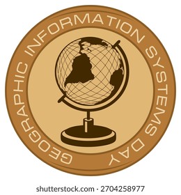 Adesivo redondo do dia dos sistemas de informação geográfica, ilustração vetorial