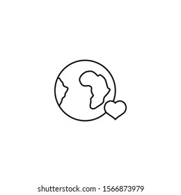 geographic love - minimal line web icon. simple vector illustration. concept for infographic, website or app.