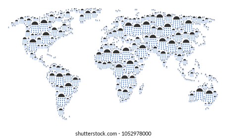 Geographic map concept created of spray stream elements. Vector spray stream pictograms are combined into conceptual international illustration.