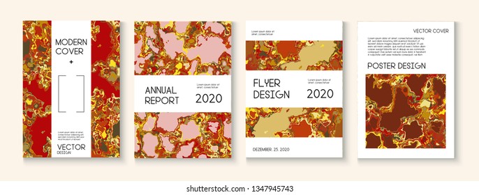 Geographic Map Fluid Paint Vector Cover. Trendy Magazine, Grunge Book Page Template. Hipster Earth Day Ecology Poster. Brown Red Earth Soil Volcano Design. Geographic Map Fluid Oil Cover