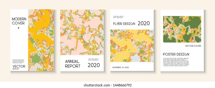 Geographic Map Fluid Paint Vector Cover. Retro Earth Day Ecology Poster. Futuristic Folder, Scientific Journal Template. Green Tropical Forest Ecology Report. Geographic Map Fluid Oil Cover