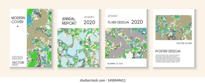 Geographic Map Fluid Paint Vector Cover. Green Tropical Forest Ecology Report. Grunge Book Page, Corporate Identity Template. Vintage Earth Day Ecology Poster. Geographic Map Fluid Oil Cover