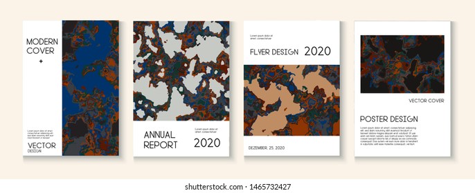 Geographic Map Fluid Paint Vector Cover. Brown Red Earth Soil Volcano Design. Hipster Earth Day Ecology Poster. Trendy Magazine, Music Poster Template. Geographic Map Fluid Oil Cover