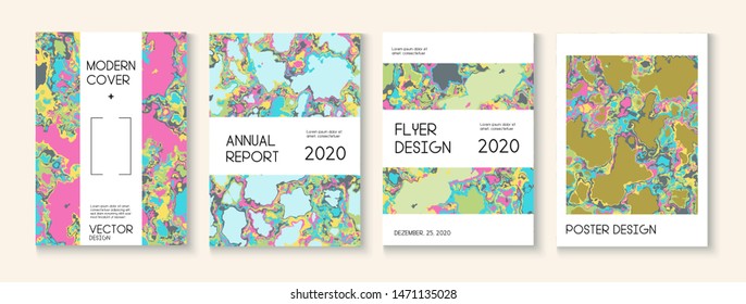 Geographic Map Fluid Paint Vector Cover. Green, Yellow, Pink, Orange Design. Music Poster, Scientific Journal Template. Retro Earth Day Ecology Poster. Geographic Map Fluid Oil Cover